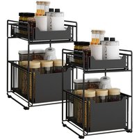 2er set Gewürzregale Haloyo® Küchenregal zum Rausziehen Einbauschublade Korbauszug Schwarz von AQRAU
