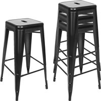 Barhocker Eisen Barstühle 2er Set, Sitzhöhe 76cm Tresenhocker, Stapelbar Metall Bistrohocker mit Fußstütze im Industry Design, Schwarz Barhocker Eisen Barstühle 2er Set, Sitzhöhe 76cm Tresenhocker, Stapelbar Metall Bistrohocker mit Fußstütze im Industry Design, Schwarz von AQRAU