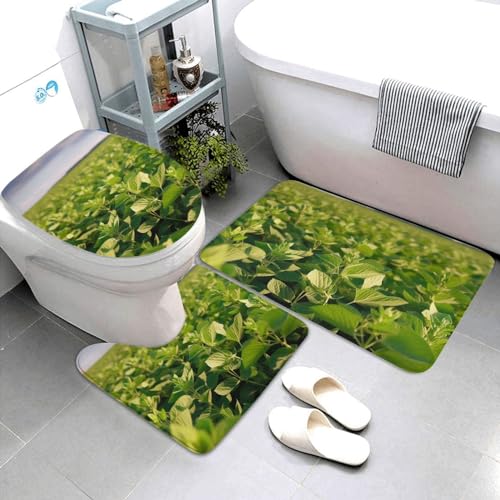 3-teiliges Badezimmerteppich-Set, super saugfähig, rutschfest, waschbar, Konturmatte und WC-Deckelbezug, Sojabohnenfeld, Badematten, Teppich für Badezimmer, Duschvorleger von AQRJKHD