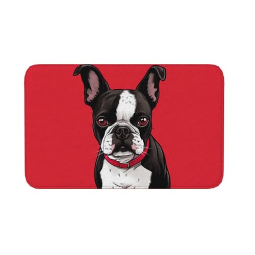 Fußmatte für den Innen- und Außenbereich, rutschfeste Bodenmatte, Boston-Terrier, für Eingangsbereich, Veranda, Waschküche, Badezimmer, Schlafzimmer, 50,8 x 80 cm, Rot Fußmatte für den Innen- und Außenbereich, rutschfeste Bodenmatte, Boston-Terrier, für Eingangsbereich, Veranda, Waschküche, Badezimmer, Schlafzimmer, 50,8 x 80 cm, Rot von AQRJKHD