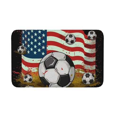 Fußmatte für den Innen- und Außenbereich, rutschfeste Bodenmatte, Fußball, USA-Flagge, Fußmatte für Eingangsbereich, Veranda, Waschküche, Badezimmer, Schlafzimmer, Teppich, 50,8 x 80 cm Fußmatte für den Innen- und Außenbereich, rutschfeste Bodenmatte, Fußball, USA-Flagge, Fußmatte für Eingangsbereich, Veranda, Waschküche, Badezimmer, Schlafzimmer, Teppich, 50,8 x 80 cm von AQRJKHD