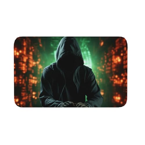 Fußmatte für den Innen- und Außenbereich, rutschfeste Bodenmatte, Hacker-Angriffs-Fußmatte für Eingangsbereich, Veranda, Waschküche, Badezimmer, Schlafzimmer, Teppich, 50,8 x 80 cm von AQRJKHD