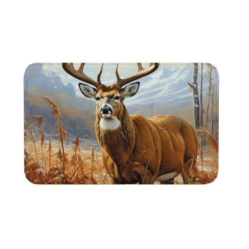 Fußmatte für den Innen- und Außenbereich, rutschfeste Bodenmatte, Hirsch, Fußmatte für Eingangsbereich, Veranda, Waschküche, Badezimmer, Schlafzimmer, 50,8 x 80 cm von AQRJKHD