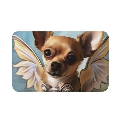 Fußmatte für den Innen- und Außenbereich, rutschfeste Bodenmatte, Motiv: Chihuahua, Engelsflügel, für Eingangsbereich, Veranda, Waschküche, Badezimmer, Schlafzimmer, 50,8 x 80 cm, Braun Fußmatte für den Innen- und Außenbereich, rutschfeste Bodenmatte, Motiv: Chihuahua, Engelsflügel, für Eingangsbereich, Veranda, Waschküche, Badezimmer, Schlafzimmer, 50,8 x 80 cm, Braun von AQRJKHD
