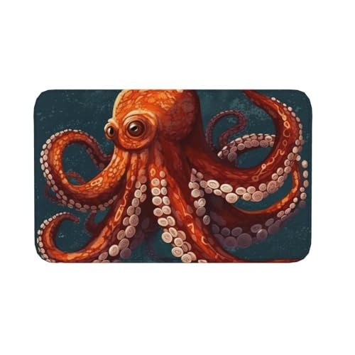 Fußmatte für den Innen- und Außenbereich, rutschfeste Bodenmatte, Motiv: Oktopus, Fußmatte für Eingangsbereich, Veranda, Waschküche, Badezimmer, Schlafzimmer, 50,8 x 80 cm von AQRJKHD