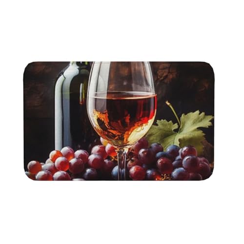 Fußmatte für den Innen- und Außenbereich, rutschfeste Bodenmatte, Motiv: Rotwein, Galssen und Trauben, für Eingangsbereich, Veranda, Waschküche, Badezimmer, Schlafzimmer, 50,8 x 80 cm Fußmatte für den Innen- und Außenbereich, rutschfeste Bodenmatte, Motiv: Rotwein, Galssen und Trauben, für Eingangsbereich, Veranda, Waschküche, Badezimmer, Schlafzimmer, 50,8 x 80 cm von AQRJKHD