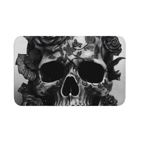 Fußmatte für den Innen- und Außenbereich, rutschfeste Bodenmatte, Motiv: Totenkopf, Rose, für Eingangsbereich, Veranda, Waschküche, Badezimmer, Schlafzimmer, 50,8 x 80 cm Fußmatte für den Innen- und Außenbereich, rutschfeste Bodenmatte, Motiv: Totenkopf, Rose, für Eingangsbereich, Veranda, Waschküche, Badezimmer, Schlafzimmer, 50,8 x 80 cm von AQRJKHD
