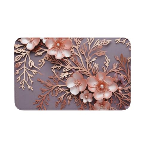 Fußmatte für den Innen- und Außenbereich, rutschfeste Bodenmatte, Rotgold, elegant, dekorativ, Blumenmuster, für Eingangsbereich, Veranda, Waschküche, Badezimmer, Schlafzimmer, 50,8 x 80 cm Fußmatte für den Innen- und Außenbereich, rutschfeste Bodenmatte, Rotgold, elegant, dekorativ, Blumenmuster, für Eingangsbereich, Veranda, Waschküche, Badezimmer, Schlafzimmer, 50,8 x 80 cm von AQRJKHD