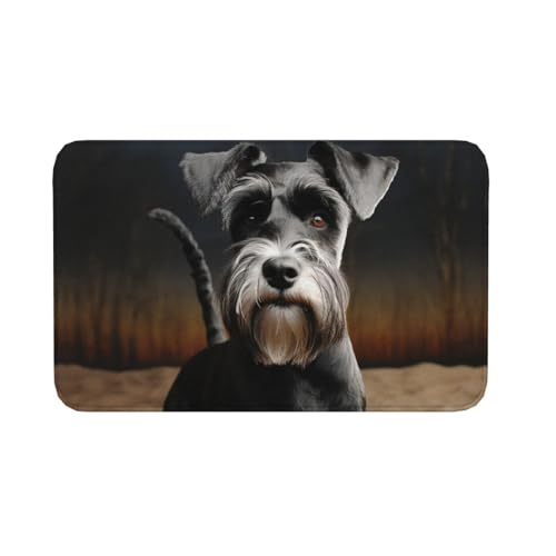 Fußmatte für den Innen- und Außenbereich, rutschfeste Bodenmatte, Tier-Schnauzer-Hund, Fußmatte für Eingangsbereich, Veranda, Waschküche, Badezimmer, Schlafzimmer, Teppich, 50,8 x 80 cm von AQRJKHD