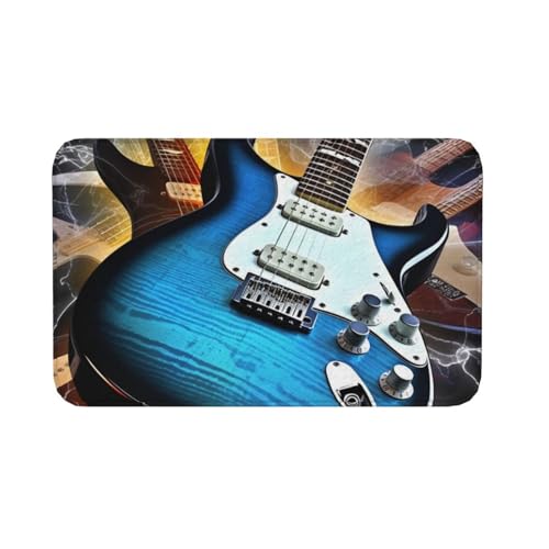 Fußmatte für den Innen- und Außenbereich, rutschfeste Bodenmatte, magische E-Gitarre, Musik, Eingangsteppich, Veranda, Waschküche, Badezimmer, Schlafzimmer, Teppich, 50,8 x 80 cm von AQRJKHD