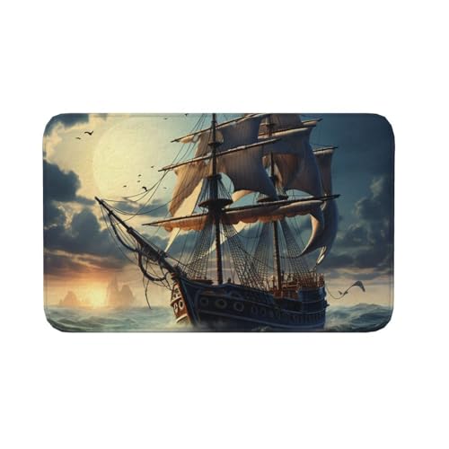 Fußmatte für den Innen- und Außenbereich, rutschfeste Bodenmatte, nautisches Segelboot, Eingangsteppich, Veranda, Waschküche, Badezimmer, Schlafzimmer, 50,8 x 80 cm von AQRJKHD