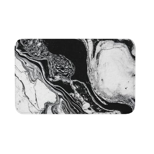 Fußmatte für den Innen- und Außenbereich, rutschfeste Bodenmatte, schwarzer und weißer Marmor, für Eingangsbereich, Veranda, Waschküche, Badezimmer, Schlafzimmer, 50,8 x 80 cm Fußmatte für den Innen- und Außenbereich, rutschfeste Bodenmatte, schwarzer und weißer Marmor, für Eingangsbereich, Veranda, Waschküche, Badezimmer, Schlafzimmer, 50,8 x 80 cm von AQRJKHD