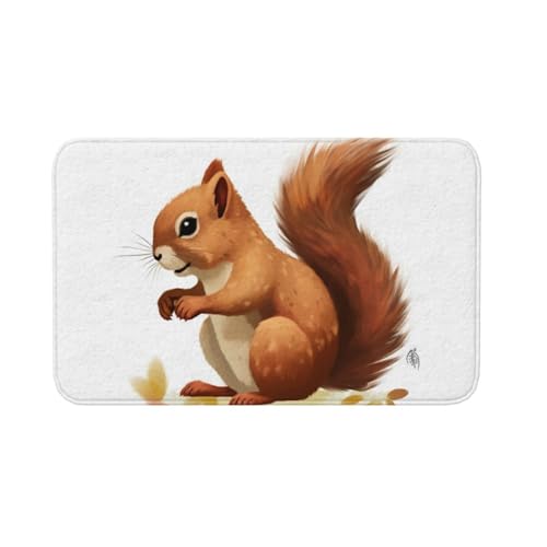 Fußmatte für drinnen und draußen, rutschfeste Bodenmatte, Eichhörnchen, Fußmatte für Eingangsbereich, Veranda, Waschküche, Badezimmer, Schlafzimmer, 50,8 x 80 cm Fußmatte für drinnen und draußen, rutschfeste Bodenmatte, Eichhörnchen, Fußmatte für Eingangsbereich, Veranda, Waschküche, Badezimmer, Schlafzimmer, 50,8 x 80 cm von AQRJKHD