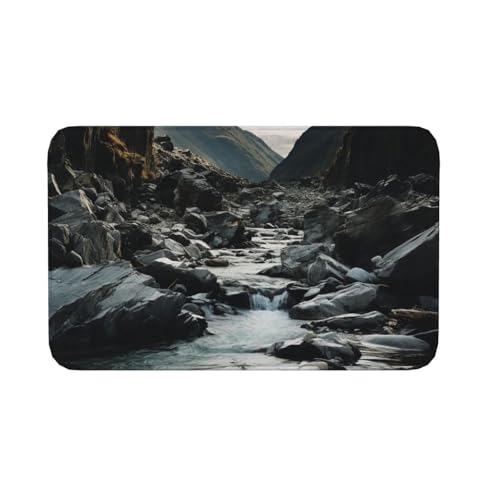 Fußmatte für drinnen und draußen, rutschfeste Bodenmatte, Fluss und graue Felsen, Fußmatte für Eingangsbereich, Veranda, Waschküche, Badezimmer, Schlafzimmer, 50,8 x 80 cm Fußmatte für drinnen und draußen, rutschfeste Bodenmatte, Fluss und graue Felsen, Fußmatte für Eingangsbereich, Veranda, Waschküche, Badezimmer, Schlafzimmer, 50,8 x 80 cm von AQRJKHD