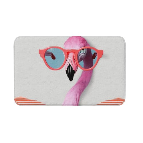 Fußmatte für drinnen und draußen, rutschfeste Bodenmatte, Hello-Brille, Flamingo, Fußmatte für Eingangsbereich, Veranda, Waschküche, Badezimmer, Schlafzimmer, 50,8 x 80 cm Teppich von AQRJKHD