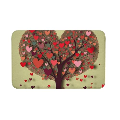 Fußmatte für drinnen und draußen, rutschfeste Bodenmatte, Herz, Baum 3, Fußmatte für Eingangsbereich, Veranda, Waschküche, Badezimmer, Schlafzimmer, 50,8 x 80 cm von AQRJKHD