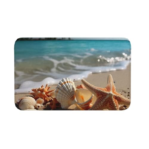 Fußmatte für drinnen und draußen, rutschfeste Bodenmatte, Muscheln, Seestern am Strand, Eingangsteppich, Veranda, Waschküche, Badezimmer, Schlafzimmer, 50,8 x 80 cm Fußmatte für drinnen und draußen, rutschfeste Bodenmatte, Muscheln, Seestern am Strand, Eingangsteppich, Veranda, Waschküche, Badezimmer, Schlafzimmer, 50,8 x 80 cm von AQRJKHD