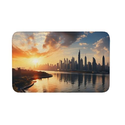 Fußmatte für drinnen und draußen, rutschfeste Bodenmatte, New York im Sonnenuntergang, Eingangsteppich, Veranda, Waschküche, Badezimmer, Schlafzimmer, 50,8 x 80 cm von AQRJKHD