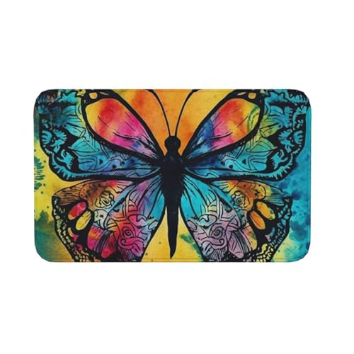 Fußmatte für drinnen und draußen, rutschfeste Bodenmatte, Schmetterlingsmatte, Batikfärbung, für Eingangsbereich, Veranda, Waschküche, Badezimmer, Schlafzimmer, 50,8 x 80 cm Fußmatte für drinnen und draußen, rutschfeste Bodenmatte, Schmetterlingsmatte, Batikfärbung, für Eingangsbereich, Veranda, Waschküche, Badezimmer, Schlafzimmer, 50,8 x 80 cm von AQRJKHD