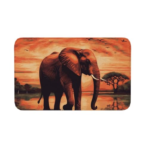 Fußmatte für drinnen und draußen, rutschfeste Bodenmatte, Sonnenuntergang, Elefant, Eingangsteppich, Veranda, Waschküche, Badezimmer, Schlafzimmer, 50,8 x 80 cm von AQRJKHD