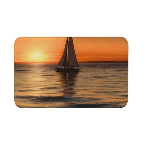Fußmatte für drinnen und draußen, rutschfeste Bodenmatte, Sonnenuntergang, Strand, Segelboot, Eingangsteppich, Veranda, Waschküche, Badezimmer, Schlafzimmer, 50,8 x 80 cm Teppich von AQRJKHD