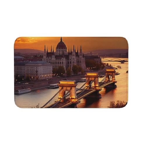 Fußmatte für drinnen und draußen, rutschfeste Bodenmatte, Sonnenuntergang in Budapest, Eingangsteppich, Veranda, Waschküche, Badezimmer, Schlafzimmer, 50,8 x 80 cm Fußmatte für drinnen und draußen, rutschfeste Bodenmatte, Sonnenuntergang in Budapest, Eingangsteppich, Veranda, Waschküche, Badezimmer, Schlafzimmer, 50,8 x 80 cm von AQRJKHD