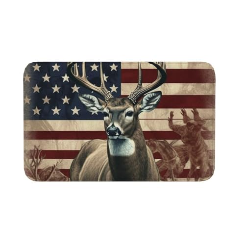 Fußmatte für drinnen und draußen, rutschfeste Bodenmatte, amerikanische Flagge, Hirsch, Eingangsteppich, Veranda, Waschküche, Badezimmer, Schlafzimmer, 50,8 x 80 cm Fußmatte für drinnen und draußen, rutschfeste Bodenmatte, amerikanische Flagge, Hirsch, Eingangsteppich, Veranda, Waschküche, Badezimmer, Schlafzimmer, 50,8 x 80 cm von AQRJKHD