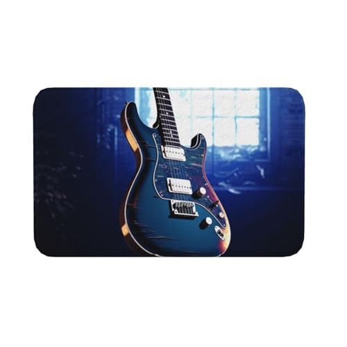 Fußmatte für drinnen und draußen, rutschfeste Bodenmatte, blaue Gitarre, Fußmatte für Eingangsbereich, Veranda, Waschküche, Badezimmer, Schlafzimmer, 50,8 x 80 cm von AQRJKHD