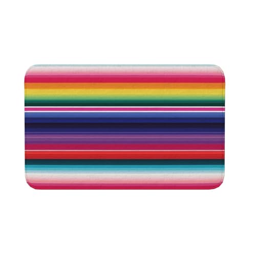 Fußmatte für drinnen und draußen, rutschfeste Bodenmatte, bunte mexikanische Streifen, Fußmatte für Eingangsbereich, Veranda, Waschküche, Badezimmer, Schlafzimmer, 50,8 x 80 cm Fußmatte für drinnen und draußen, rutschfeste Bodenmatte, bunte mexikanische Streifen, Fußmatte für Eingangsbereich, Veranda, Waschküche, Badezimmer, Schlafzimmer, 50,8 x 80 cm von AQRJKHD