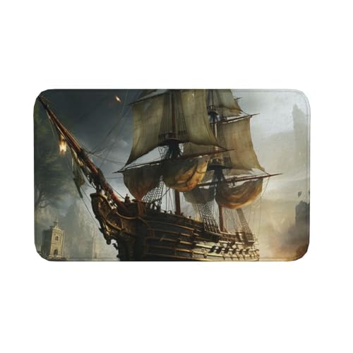 Fußmatte für drinnen und draußen, rutschfeste Bodenmatte, cooles Piratenschiff, Fußmatte für Eingangsbereich, Veranda, Waschküche, Badezimmer, Schlafzimmer, 50,8 x 80 cm Teppich Fußmatte für drinnen und draußen, rutschfeste Bodenmatte, cooles Piratenschiff, Fußmatte für Eingangsbereich, Veranda, Waschküche, Badezimmer, Schlafzimmer, 50,8 x 80 cm Teppich von AQRJKHD