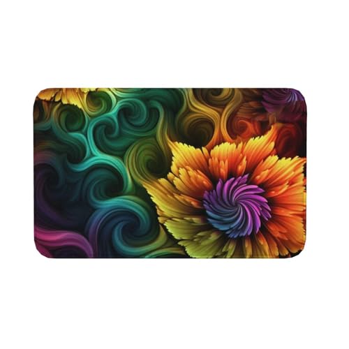Fußmatte für drinnen und draußen, rutschfeste Bodenmatte, farbige Blume, Fußmatte für Eingangsbereich, Veranda, Waschküche, Badezimmer, Schlafzimmer, 50,8 x 80 cm von AQRJKHD