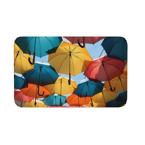 Fußmatte für drinnen und draußen, rutschfeste Bodenmatte, farbige Regenschirme, Fußmatte für Eingangsbereich, Veranda, Waschküche, Badezimmer, Schlafzimmer, 50,8 x 80 cm Fußmatte für drinnen und draußen, rutschfeste Bodenmatte, farbige Regenschirme, Fußmatte für Eingangsbereich, Veranda, Waschküche, Badezimmer, Schlafzimmer, 50,8 x 80 cm von AQRJKHD
