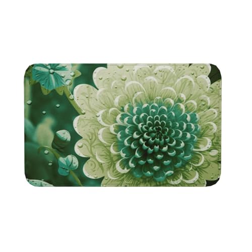 Fußmatte für drinnen und draußen, rutschfeste Bodenmatte, grüne Blume, Fußmatte für Eingangsbereich, Veranda, Waschküche, Badezimmer, Schlafzimmer, 50,8 x 80 cm von AQRJKHD