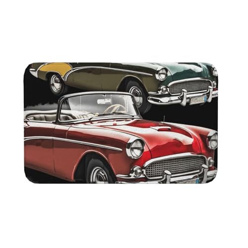 Fußmatte für drinnen und draußen, rutschfeste Bodenmatte, klassische Auto-Roadster, altmodische Fußmatte für Eingangsbereich, Veranda, Waschküche, Badezimmer, Schlafzimmer, 50,8 x 80 cm von AQRJKHD