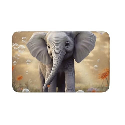 Fußmatte für drinnen und draußen, rutschfeste Bodenmatte, niedlicher Elefant, Spielvorleger, Eingangsteppich, Veranda, Waschküche, Badezimmer, Schlafzimmer, 50,8 x 80 cm Fußmatte für drinnen und draußen, rutschfeste Bodenmatte, niedlicher Elefant, Spielvorleger, Eingangsteppich, Veranda, Waschküche, Badezimmer, Schlafzimmer, 50,8 x 80 cm von AQRJKHD