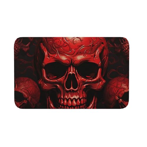 Fußmatte für drinnen und draußen, rutschfeste Bodenmatte, rote Totenköpfe, Fußmatte für Eingangsbereich, Veranda, Waschküche, Badezimmer, Schlafzimmer, 50,8 x 80 cm von AQRJKHD