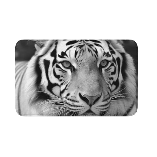 Fußmatte für drinnen und draußen, rutschfeste Bodenmatte, schwarz-weiß, Tiger, Fußmatte für Eingangsbereich, Veranda, Waschküche, Badezimmer, Schlafzimmer, 50,8 x 80 cm Fußmatte für drinnen und draußen, rutschfeste Bodenmatte, schwarz-weiß, Tiger, Fußmatte für Eingangsbereich, Veranda, Waschküche, Badezimmer, Schlafzimmer, 50,8 x 80 cm von AQRJKHD
