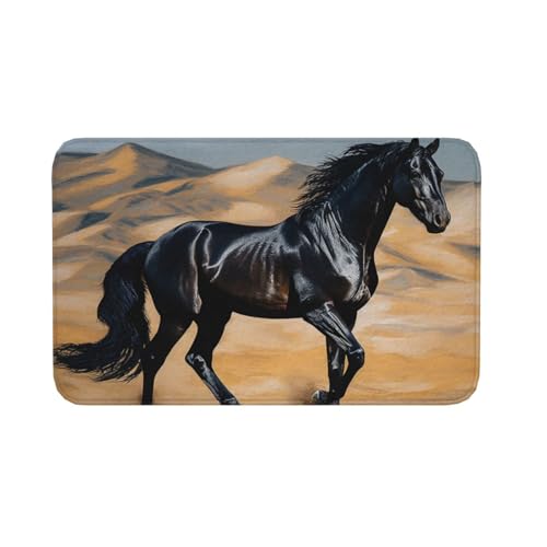 Fußmatte für drinnen und draußen, rutschfeste Bodenmatte, schwarzes arabisches Pferd, Fußmatte für Eingangsbereich, Veranda, Waschküche, Badezimmer, Schlafzimmer, 50,8 x 80 cm Fußmatte für drinnen und draußen, rutschfeste Bodenmatte, schwarzes arabisches Pferd, Fußmatte für Eingangsbereich, Veranda, Waschküche, Badezimmer, Schlafzimmer, 50,8 x 80 cm von AQRJKHD