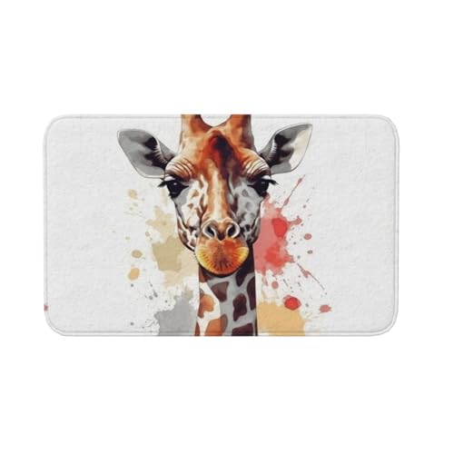 Fußmatte für drinnen und draußen, rutschfeste Bodenmatte, stilvolle Tier-Aquarell-Giraffe, Fußmatte für Eingangsbereich, Veranda, Waschküche, Badezimmer, Schlafzimmer, 50,8 x 80 cm Teppich von AQRJKHD