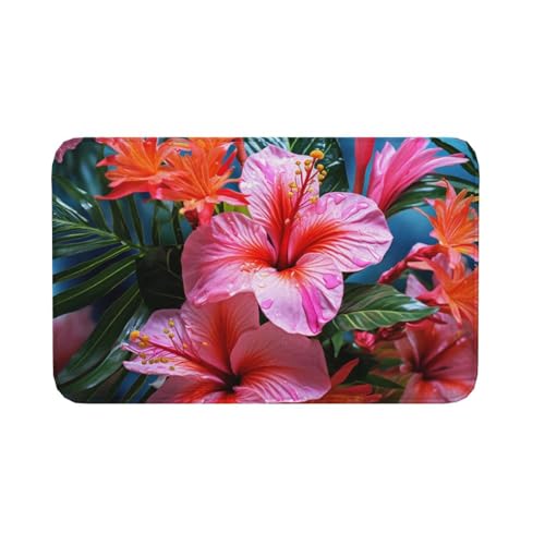 Fußmatte für drinnen und draußen, rutschfeste Bodenmatte, tropische Pflanze, Blume, Eingangsteppich, Veranda, Waschküche, Badezimmer, Schlafzimmer, 50,8 x 80 cm Fußmatte für drinnen und draußen, rutschfeste Bodenmatte, tropische Pflanze, Blume, Eingangsteppich, Veranda, Waschküche, Badezimmer, Schlafzimmer, 50,8 x 80 cm von AQRJKHD