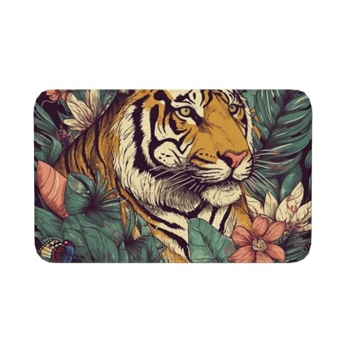 Fußmatte für drinnen und draußen, rutschfeste Bodenmatte, tropischer Tiger, Fußmatte für Eingangsbereich, Veranda, Waschküche, Badezimmer, Schlafzimmer, 50,8 x 80 cm von AQRJKHD