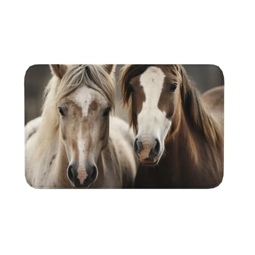 Fußmatte für drinnen und draußen, rutschfeste Bodenmatte, zwei Pferde, Fußmatte für Eingangsbereich, Veranda, Waschküche, Badezimmer, Schlafzimmer, 50,8 x 80 cm Fußmatte für drinnen und draußen, rutschfeste Bodenmatte, zwei Pferde, Fußmatte für Eingangsbereich, Veranda, Waschküche, Badezimmer, Schlafzimmer, 50,8 x 80 cm von AQRJKHD