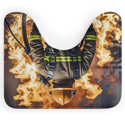 AQRJLPM Feuerwehrmann Feuerwehrmann Flamme Toilettenvorleger U-förmige Kontur rutschfest schnell trocknend super saugfähige WC-Vorleger kleine weiche Badezimmerteppiche für Badezimmer Badewanne und AQRJLPM Feuerwehrmann Feuerwehrmann Flamme Toilettenvorleger U-förmige Kontur rutschfest schnell trocknend super saugfähige WC-Vorleger kleine weiche Badezimmerteppiche für Badezimmer Badewanne und von AQRJLPM