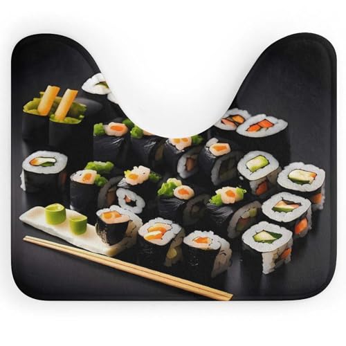 AQRJLPM Japanischer Sushi-Toilettenteppich, U-förmig, rutschfest, schnell trocknend, super saugfähig, klein, weich, Badezimmerteppiche für Badezimmer, Badewanne und Duschboden, Schwarz AQRJLPM Japanischer Sushi-Toilettenteppich, U-förmig, rutschfest, schnell trocknend, super saugfähig, klein, weich, Badezimmerteppiche für Badezimmer, Badewanne und Duschboden, Schwarz von AQRJLPM