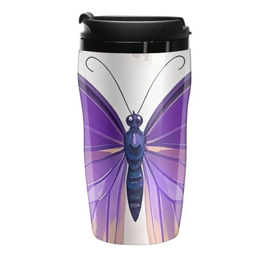 AQRJLPM Süßer violetter Schmetterling-Kaffeebecher, 250 ml, doppelwandig, isoliert, Reise-Kaffeebecher für Heiß-/Eistee, To Go, Becher mit Deckel, auslaufsicheres und rutschfestes Design für Zuhause AQRJLPM Süßer violetter Schmetterling-Kaffeebecher, 250 ml, doppelwandig, isoliert, Reise-Kaffeebecher für Heiß-/Eistee, To Go, Becher mit Deckel, auslaufsicheres und rutschfestes Design für Zuhause von AQRJLPM