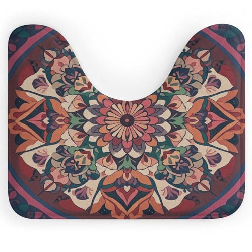 AQRJLPM Vintage-Mandala-WC-Vorleger, U-förmig, rutschfest, schnell trocknend, super saugfähig, klein, weich, Badezimmerteppiche für Badezimmer, Badewanne und Duschboden AQRJLPM Vintage-Mandala-WC-Vorleger, U-förmig, rutschfest, schnell trocknend, super saugfähig, klein, weich, Badezimmerteppiche für Badezimmer, Badewanne und Duschboden von AQRJLPM