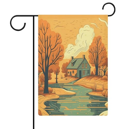 River in Front of House Garden Flag House Lawn Welcome Sign Banner Double Sided Small Personalized Flags for Swimming Pool Yard Outdoor Home Wall Decoration 12.6 X18.5 Inch von AQRJLPM