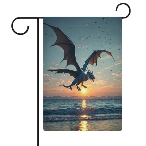 Sea Sunset Flying Dragon Garden Flag House Lawn Welcome Sign Banner Double Sided Small Personalized Flags for Swimming Pool Yard Outdoor Home Wall Decoration 12.6 X18.5 Inch von AQRJLPM