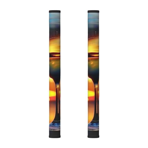 AQRJLPO Kühlschrank-Türgriff-Abdeckungen, 2 Stück, Sonnenuntergang, Weinglas, bedruckt, antistatisch, Gerätegriffe, Dekorschutz für Zuhause, Küche von AQRJLPO