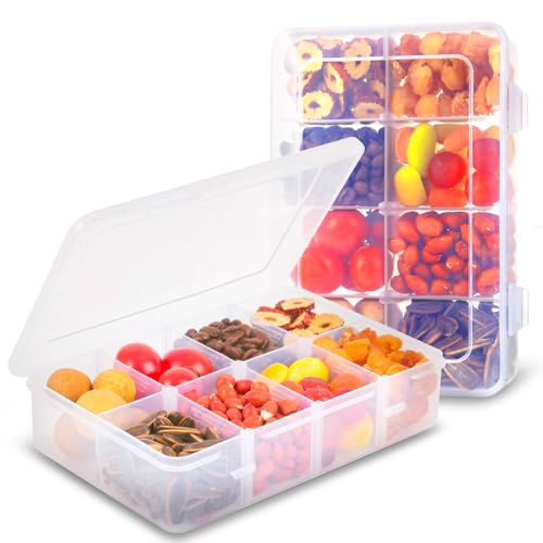 AQSXO Snack-Boxen, 8 Fächer, wiederverwendbar, transparent, 2 Stück AQSXO Snack-Boxen, 8 Fächer, wiederverwendbar, transparent, 2 Stück von AQSXO